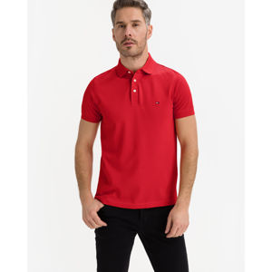 Tommy Hilfiger pánské červené polo tričko - S (SNE)